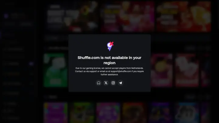 Skärmbild av lobbyn hos Shuffle.com