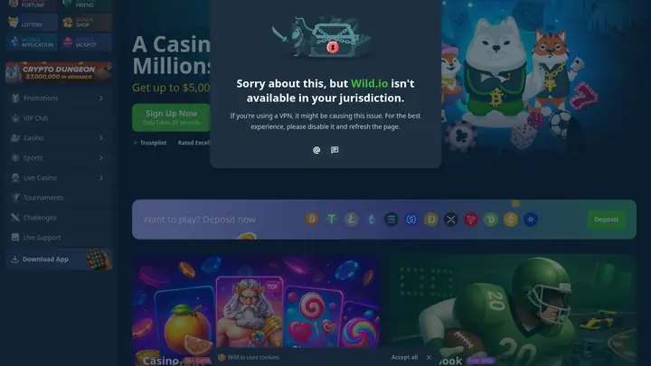 Skärmbild av lobbyn hos Wild.io